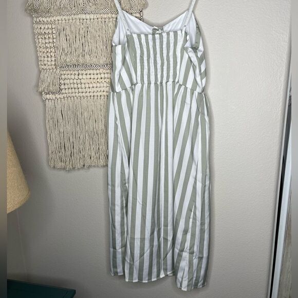 Style House Sage Green Striped Dress - Picture 3 of 7